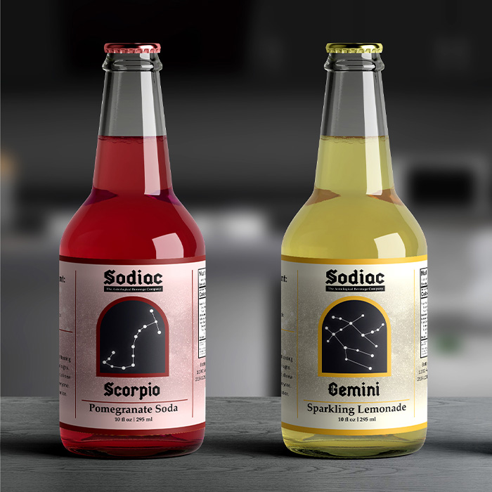zodiac soda bottle packaging