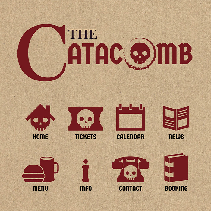 catacomb logo and user interface icons